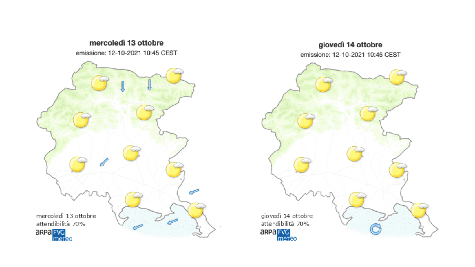 Immagine per Meteo, fronte freddo sul Goriziano con possibile pioggia nella notte